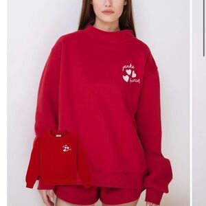 Cozy Red Women's Sweatshirt with Heart Design